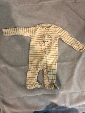 Carter's Yellow & White Striped Lion Footed One-Piece